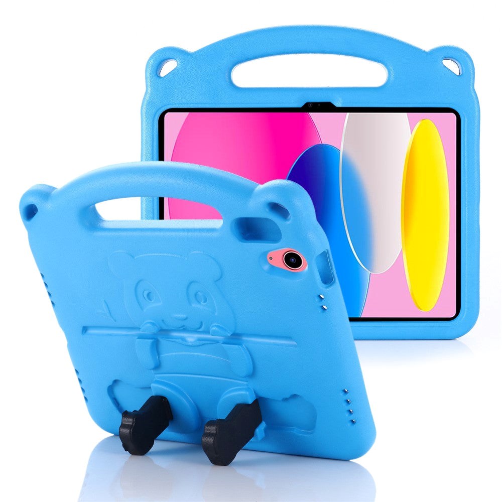 iPad 11" (2025) / iPad 10.9" (2024/2022) Børne Cover - Panda Kickstand Cover - Blå
