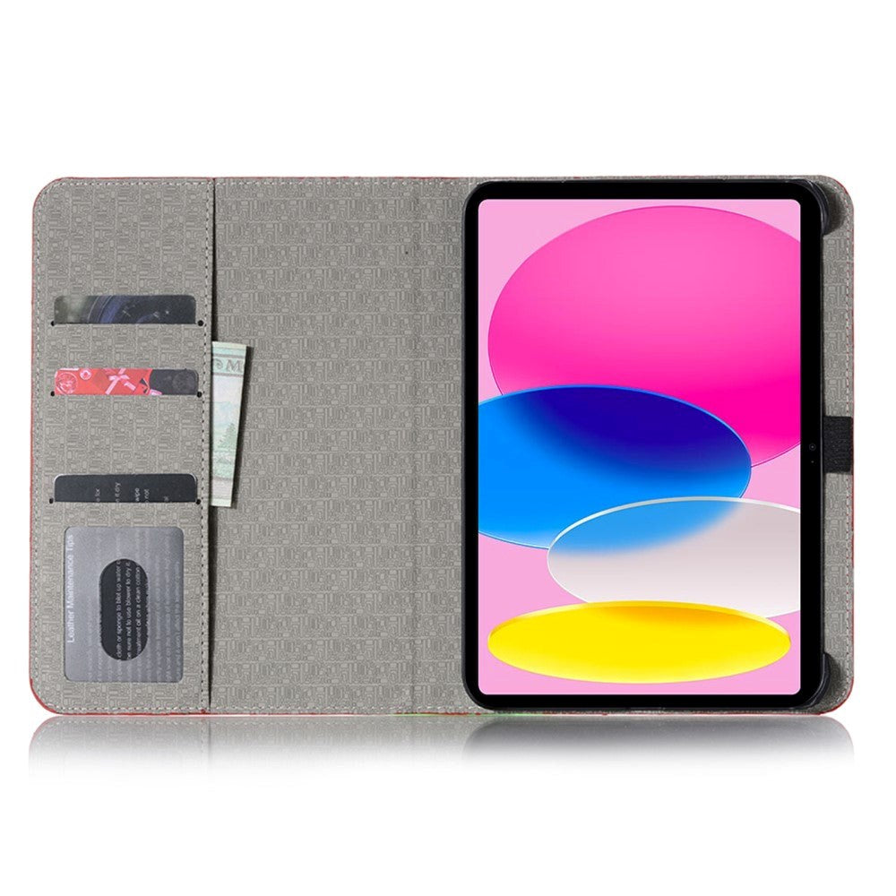 iPad 11" (2025) / iPad 10.9" (2024/2022) Krokodille Læder Tekstur Cover m. Ståfunktion & Kortholder - Sort