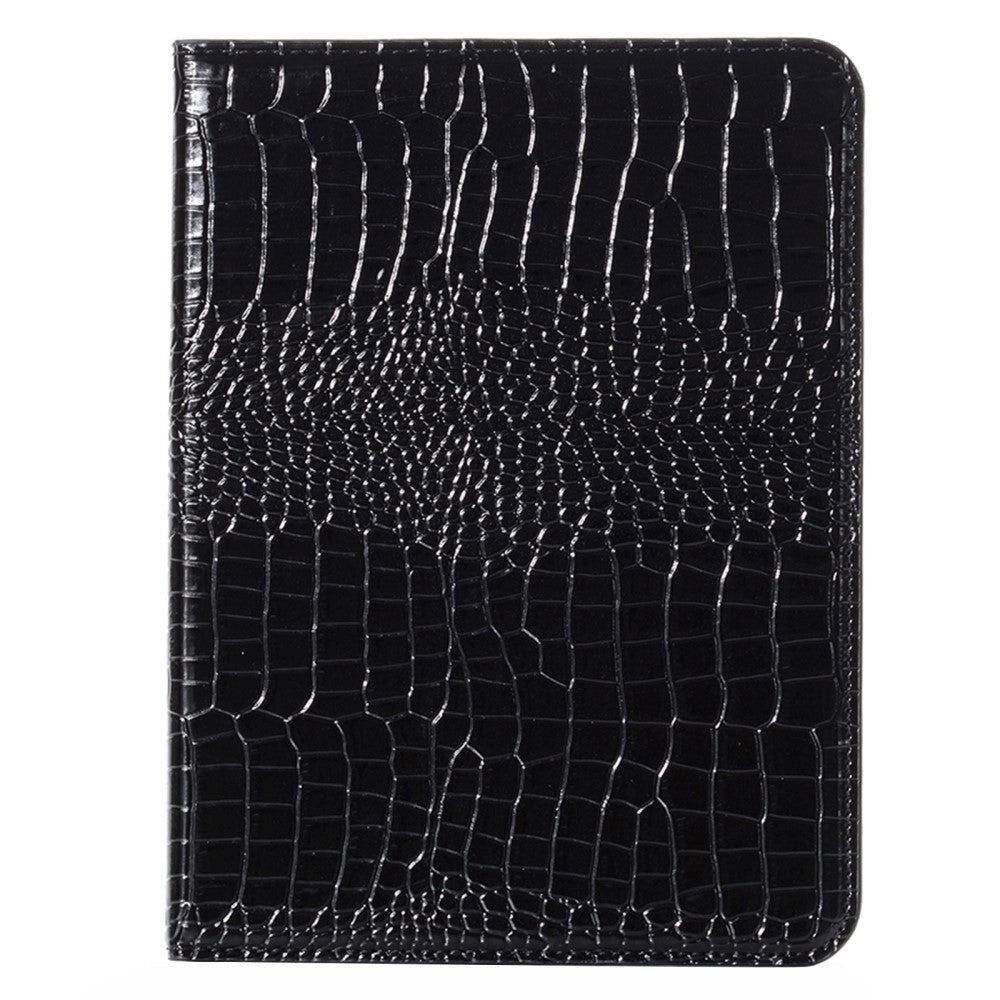 iPad 11" (2025) / iPad 10.9" (2024/2022) Krokodille Læder Tekstur Cover m. Ståfunktion & Kortholder - Sort