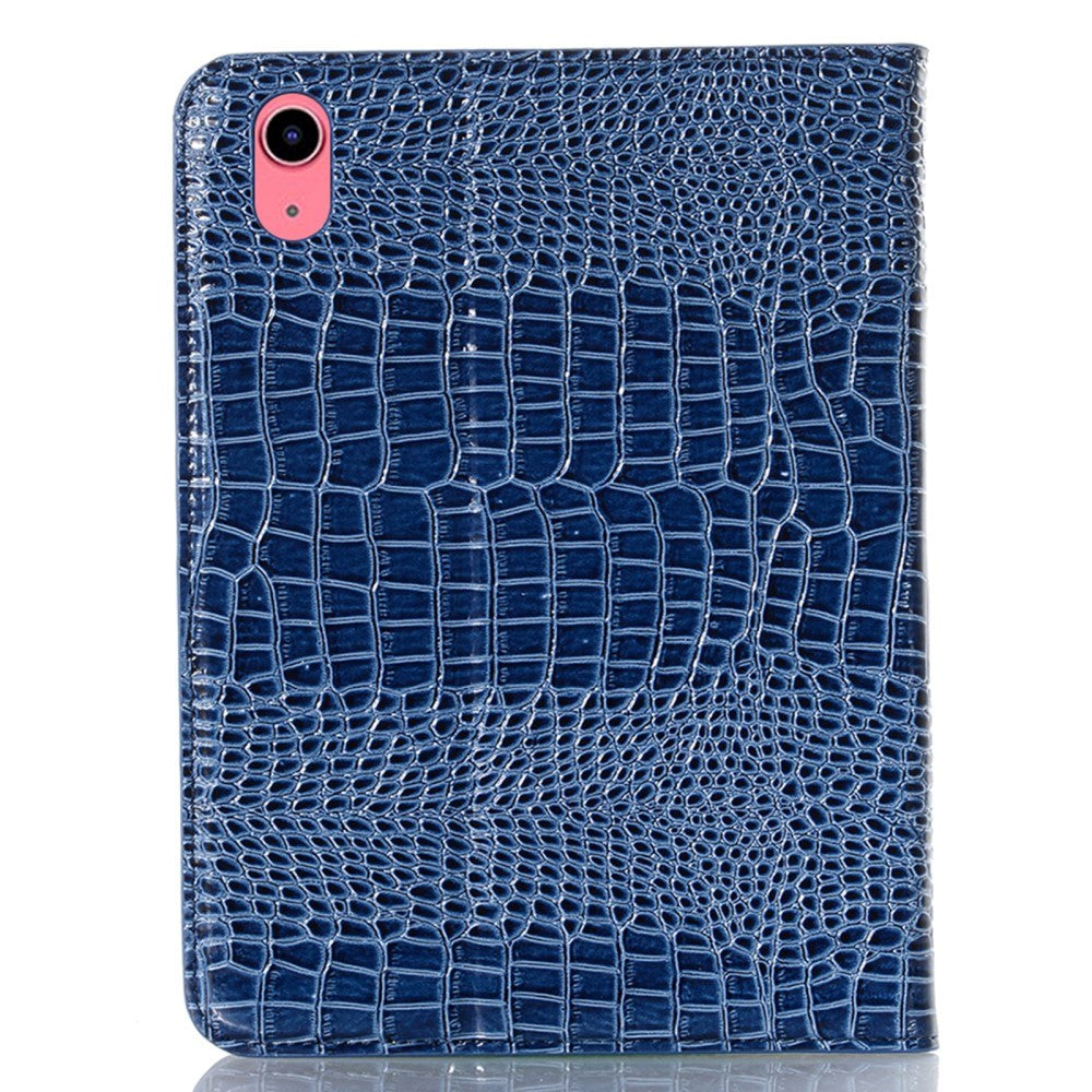 iPad 11" (2025) / iPad 10.9" (2024/2022) Krokodille Læder Tekstur Cover m. Ståfunktion & Kortholder - Blå