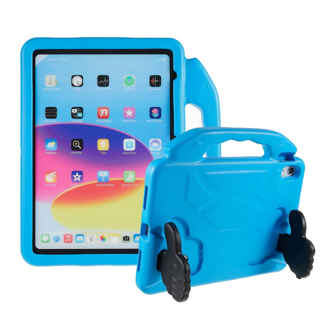 iPad 11" (2025) / iPad 10.9" (2024/2022) Børne cover - Thumb Kickstand Cover - Blå