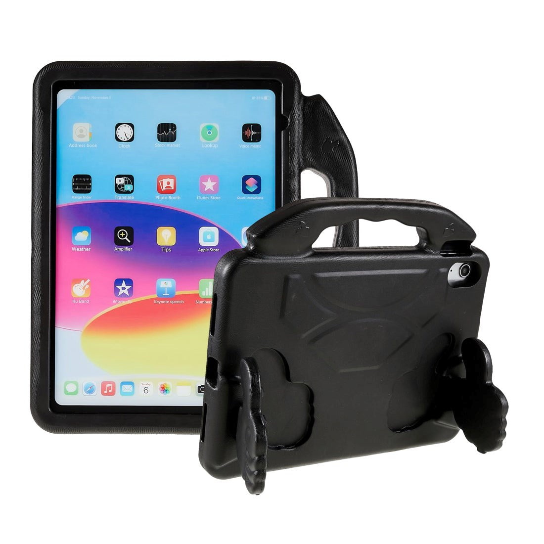 iPad 11" (2025) / iPad 10.9" (2024/2022) Børne cover - Thumb Kickstand Cover - Sort