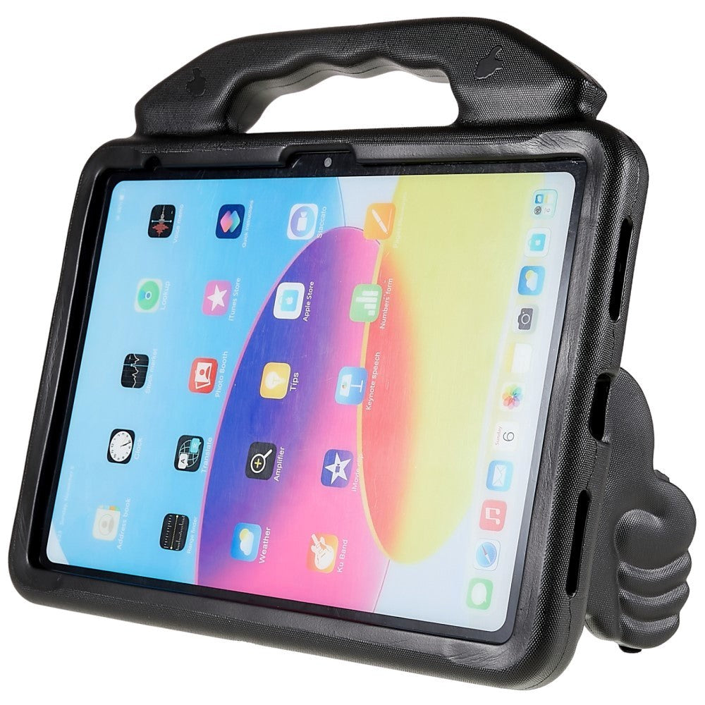 iPad 11" (2025) / iPad 10.9" (2024/2022) Børne cover - Thumb Kickstand Cover - Sort