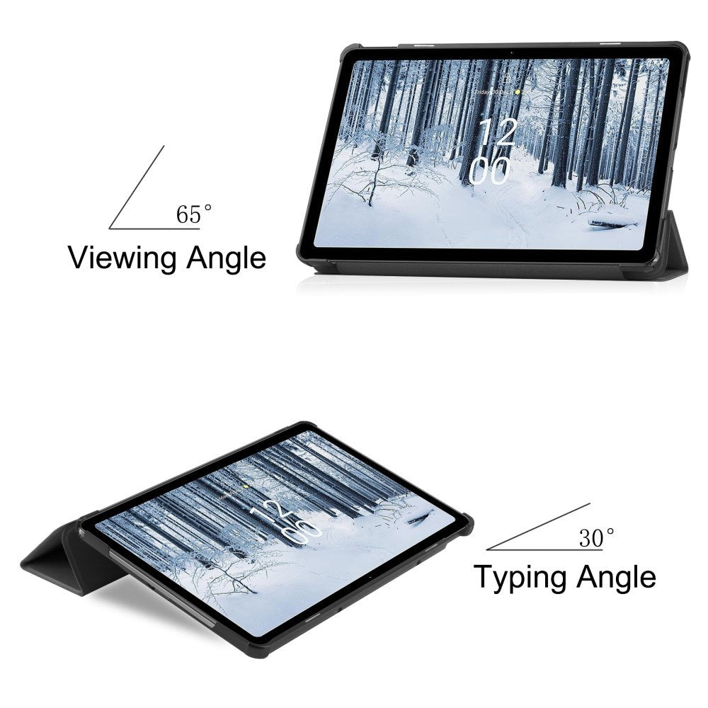 EIDERWOOD Nokia T21 Tri-Fold Kunstlæder Cover - Sort