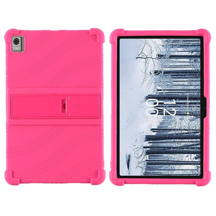 EIDERWOOD Nokia T21 Støddæmpende Silikone Cover m. Kickstand - Lyserød