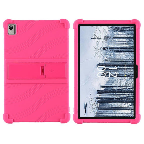 EIDERWOOD Nokia T21 Støddæmpende Silikone Cover m. Kickstand - Lyserød