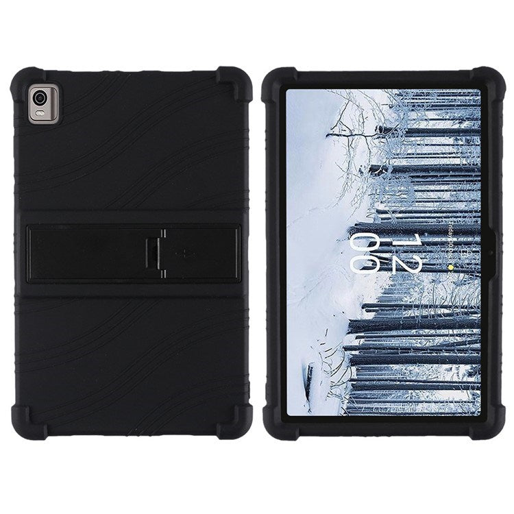EIDERWOOD Nokia T21 Støddæmpende Silikone Cover m. Kickstand - Sort