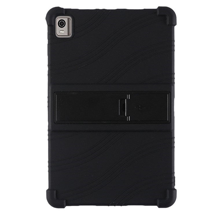 EIDERWOOD Nokia T21 Støddæmpende Silikone Cover m. Kickstand - Sort