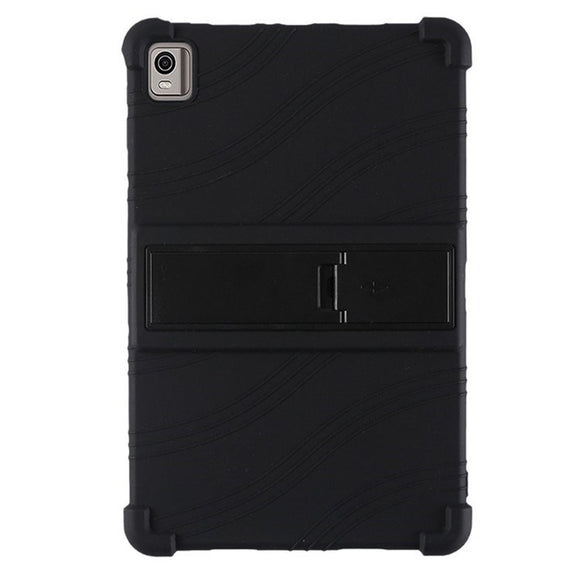 EIDERWOOD Nokia T21 Støddæmpende Silikone Cover m. Kickstand - Sort
