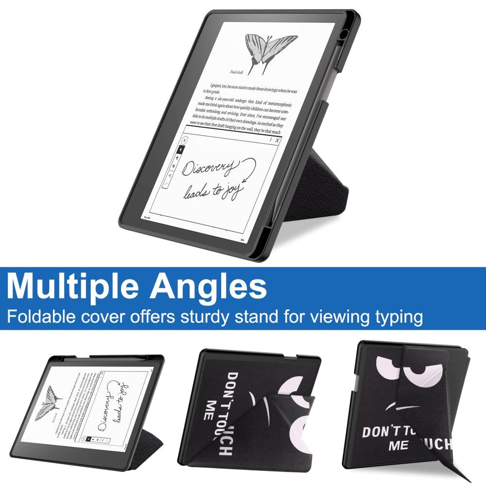 Amazon Kindle Scribe 11th Generation (2022) Origami Læder Cover m. Pen Holder - "Don't Touch Me"