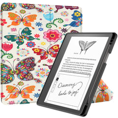 Amazon Kindle Scribe 11th Generation (2022) Origami Læder Cover m. Pen Holder - Farverige Sommerfugle