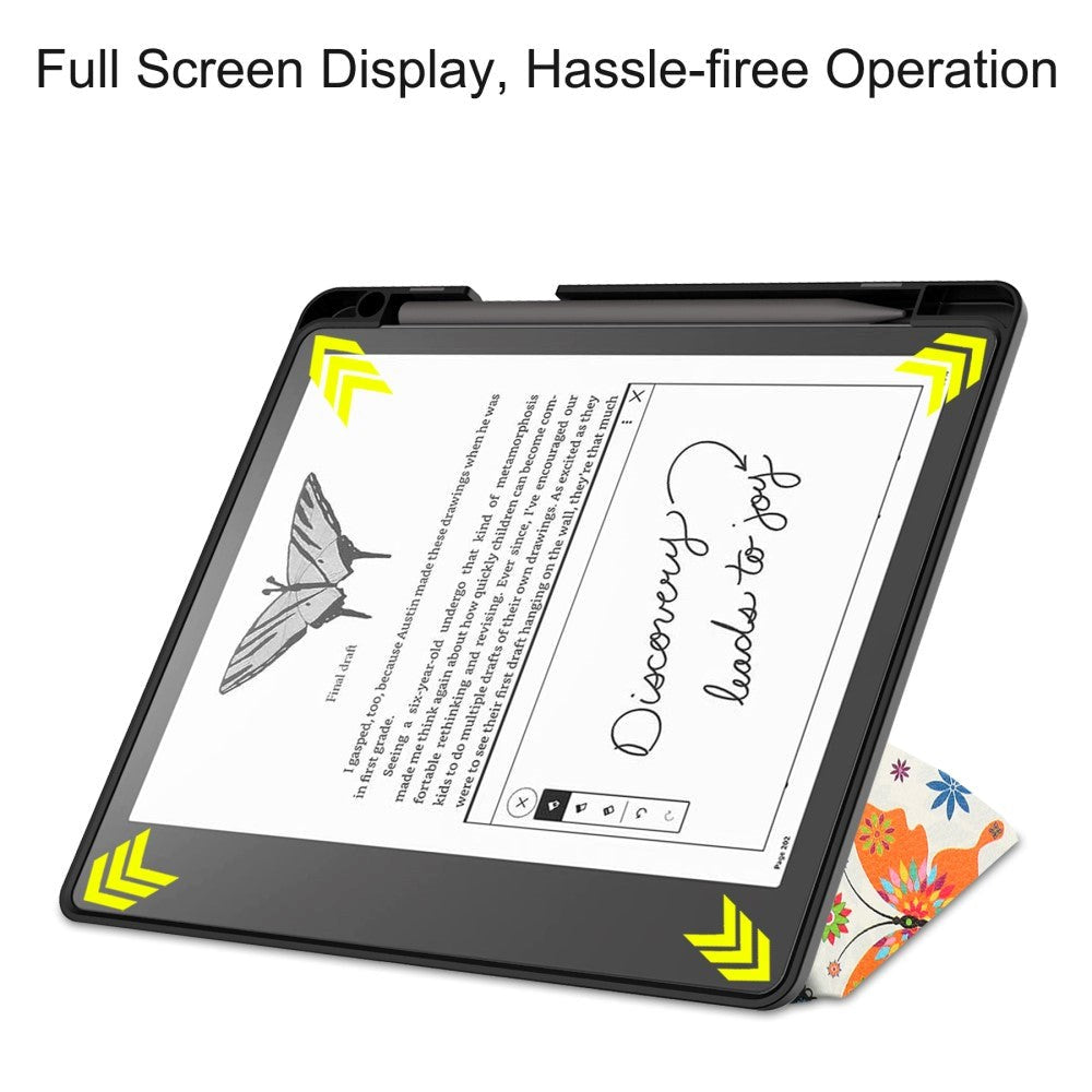 Amazon Kindle Scribe 11th Generation (2022) Origami Læder Cover m. Pen Holder - Farverige Sommerfugle