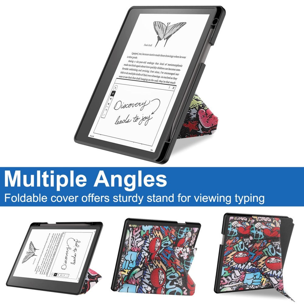 Amazon Kindle Scribe 11th Generation (2022) Origami Læder Cover m. Pen Holder - Graffiti