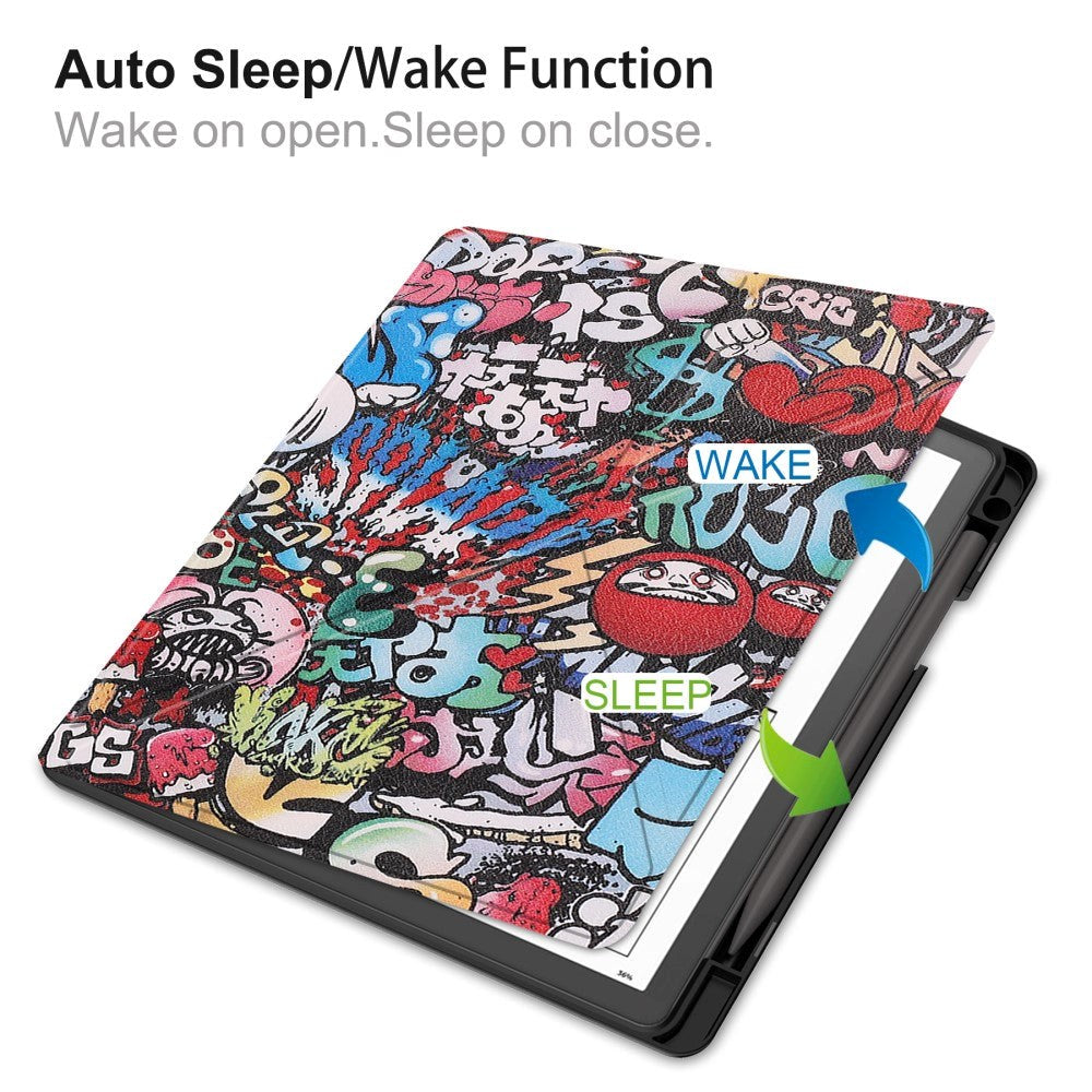 Amazon Kindle Scribe 11th Generation (2022) Origami Læder Cover m. Pen Holder - Graffiti