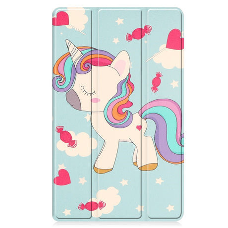 EIDERWOOD Lenovo Tab M8 (4. Gen.) Tri-Fold Kunstlæder Flip Cover m. Mønster - Enhjørning