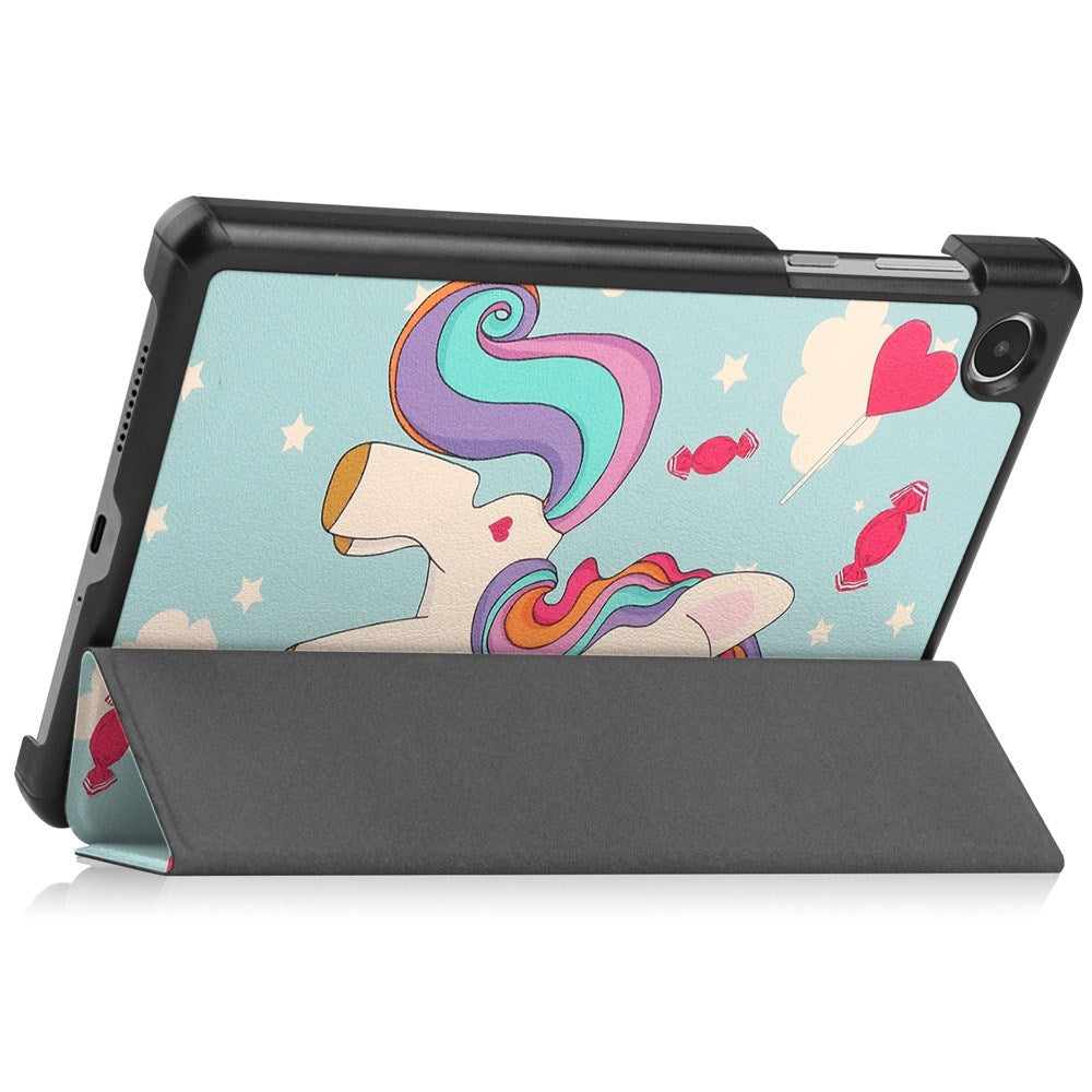 EIDERWOOD Lenovo Tab M8 (4. Gen.) Tri-Fold Kunstlæder Flip Cover m. Mønster - Enhjørning
