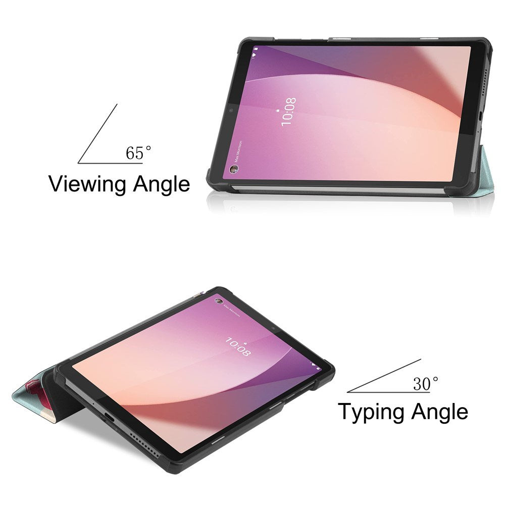 EIDERWOOD Lenovo Tab M8 (4. Gen.) Tri-Fold Kunstlæder Flip Cover m. Mønster - Enhjørning