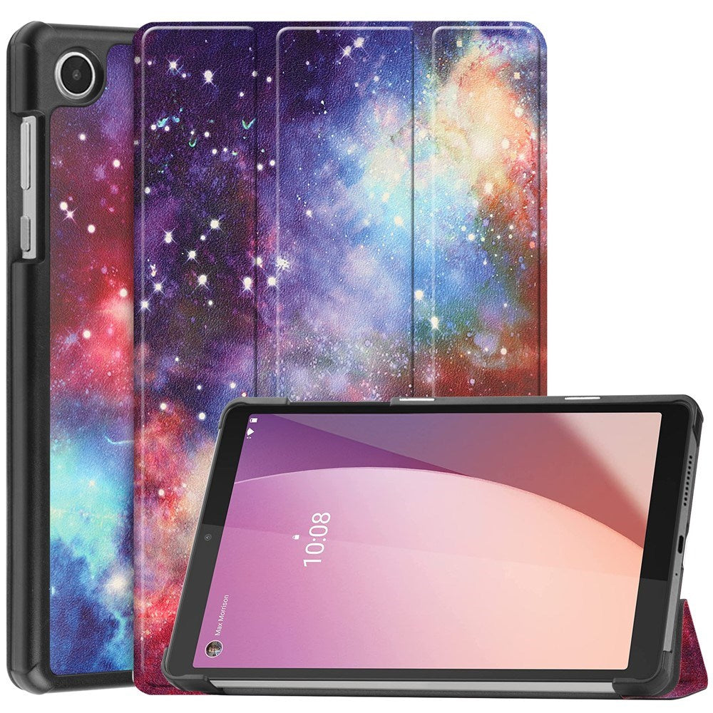 EIDERWOOD Lenovo Tab M8 (4. Gen.) Tri-Fold Kunstlæder Flip Cover m. Mønster - Galakse
