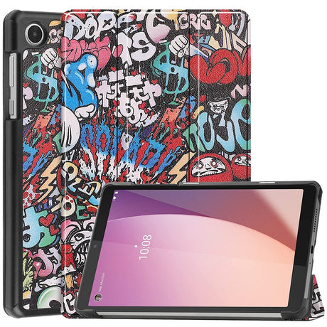 EIDERWOOD Lenovo Tab M8 (4. Gen.) Tri-Fold Kunstlæder Flip Cover m. Mønster - Graffiti