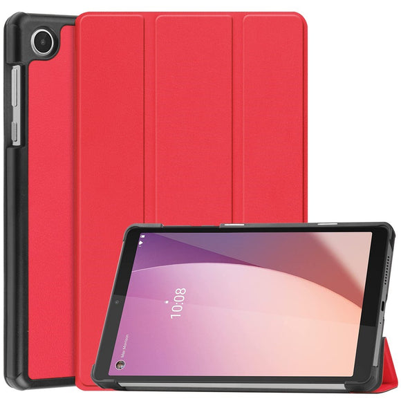 EIDERWOOD Lenovo Tab M8 (4. Gen.) Tri-Fold Kunstlæder Flip Cover - Rød