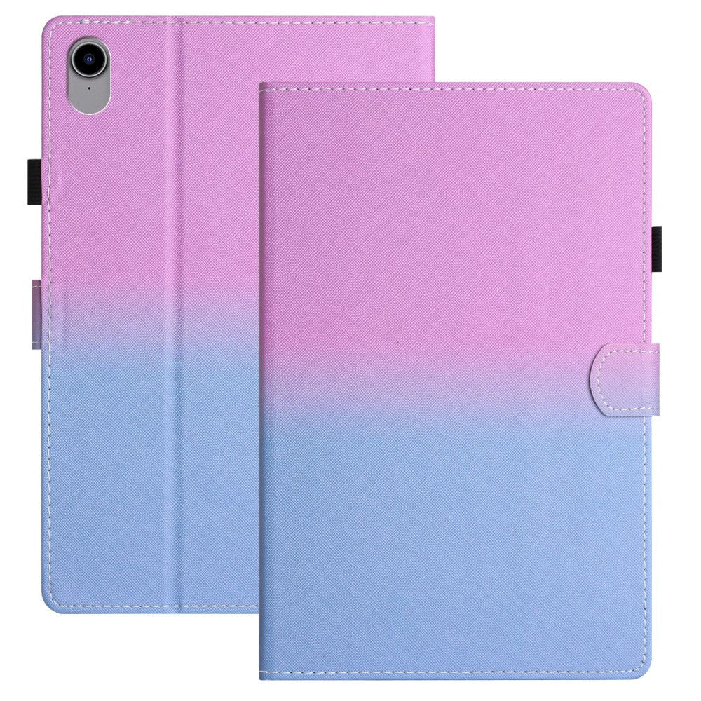iPad 11" (2025) / iPad 10.9" (2024/2022) Flipstander Læder Cover m. Vågeblus Funktion & Kortholder - Lyserød / Blå