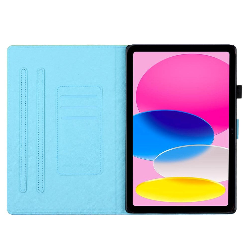 iPad 11" (2025) / iPad 10.9" (2024/2022) Flipstander Læder Cover m. Vågeblus Funktion & Kortholder - Lyserød / Blå