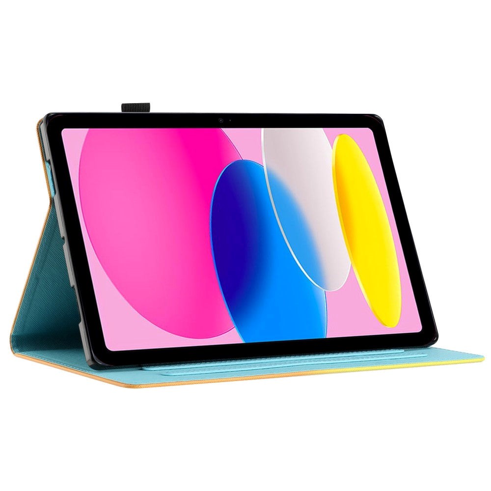 iPad 11" (2025) / iPad 10.9" (2024/2022) Flipstander Læder Cover m. Vågeblus Funktion & Kortholder - Lyserød / Blå