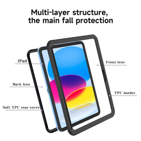 iPad 11" (2025) / iPad 10.9" (2024/2022) Vandtæt Håndværker Cover m. skærmbeskyttelse - Gennemsigtig / Sort