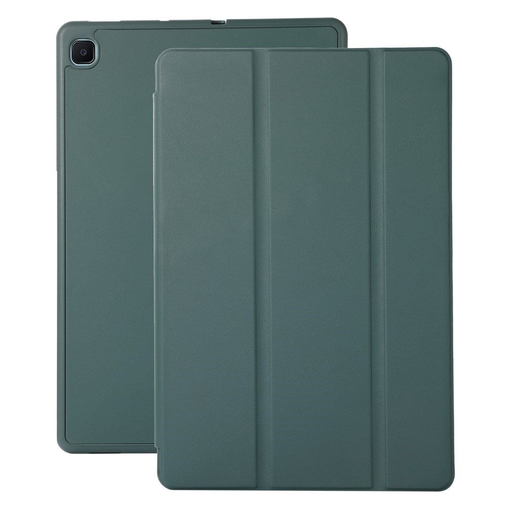 Samsung Galaxy Tab S6 Lite (2020-2024) Magnetisk Tri-Fold Læder Cover m. Pencil Holder - Mørkegrøn