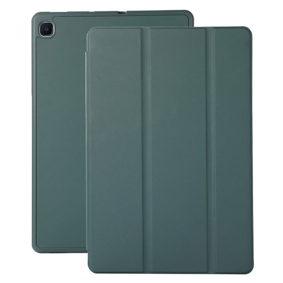 Samsung Galaxy Tab S6 Lite (2020-2024) Magnetisk Tri-Fold Læder Cover m. Pencil Holder - Mørkegrøn