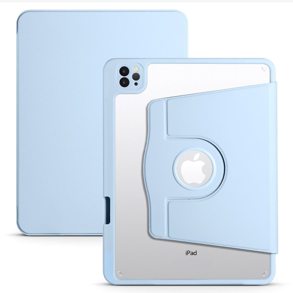 iPad Pro 12.9" (2022 / 2021 / 2020 / 2018) Hybrid Flip Cover m. Apple Pencil Holder - Lyseblå/ Gennemsigtig