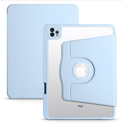iPad Pro 12.9" (2022 / 2021 / 2020 / 2018) Hybrid Flip Cover m. Apple Pencil Holder - Lyseblå/ Gennemsigtig