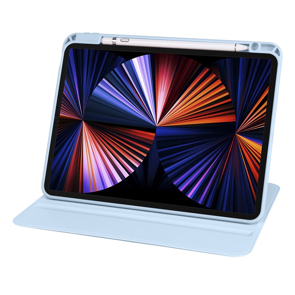 iPad Pro 12.9" (2022 / 2021 / 2020 / 2018) Hybrid Flip Cover m. Apple Pencil Holder - Lyseblå/ Gennemsigtig