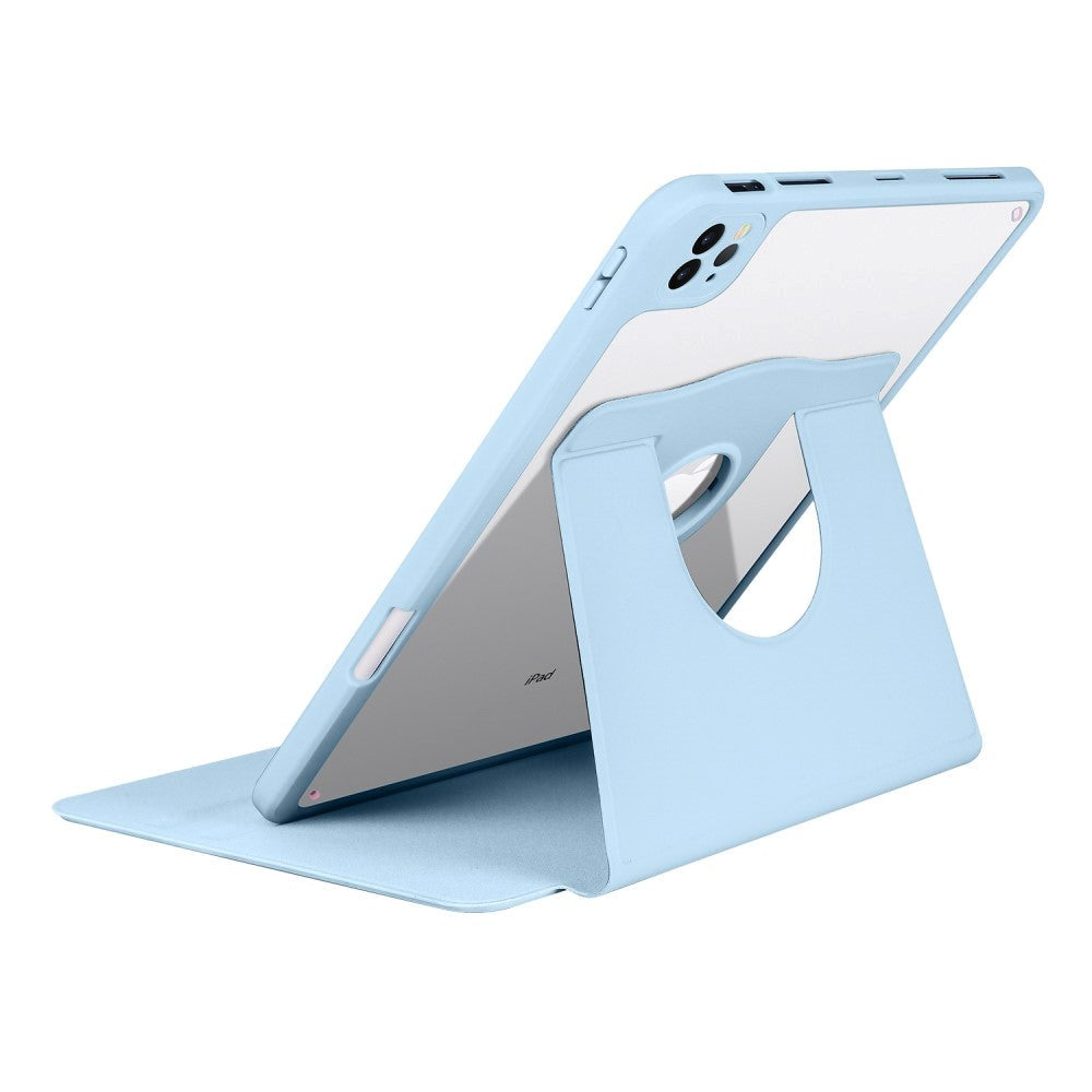iPad Pro 12.9" (2022 / 2021 / 2020 / 2018) Hybrid Flip Cover m. Apple Pencil Holder - Lyseblå/ Gennemsigtig