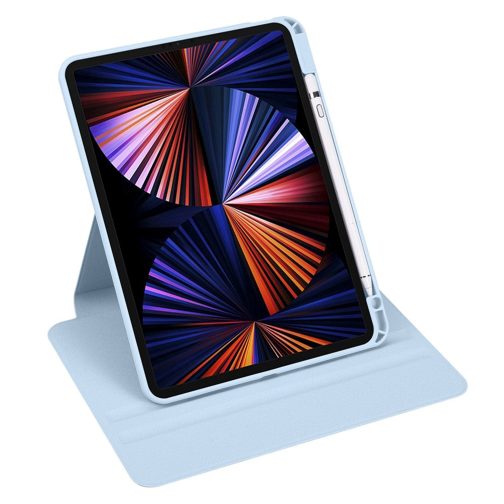 iPad Pro 12.9" (2022 / 2021 / 2020 / 2018) Hybrid Flip Cover m. Apple Pencil Holder - Lyseblå/ Gennemsigtig