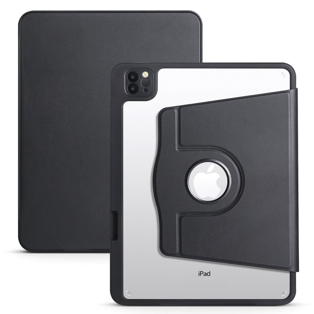iPad Pro 12.9" (2022 / 2021 / 2020 / 2018) Hybrid Flip Cover m. Apple Pencil Holder - Sort / Gennemsigtig