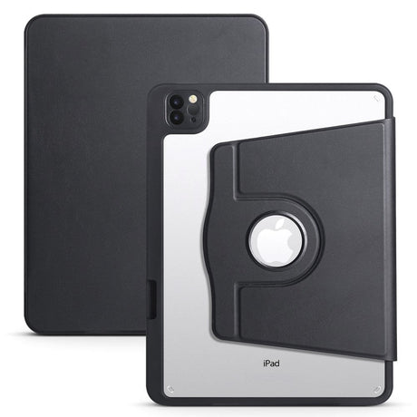 iPad Pro 12.9" (2022 / 2021 / 2020 / 2018) Hybrid Flip Cover m. Apple Pencil Holder - Sort / Gennemsigtig