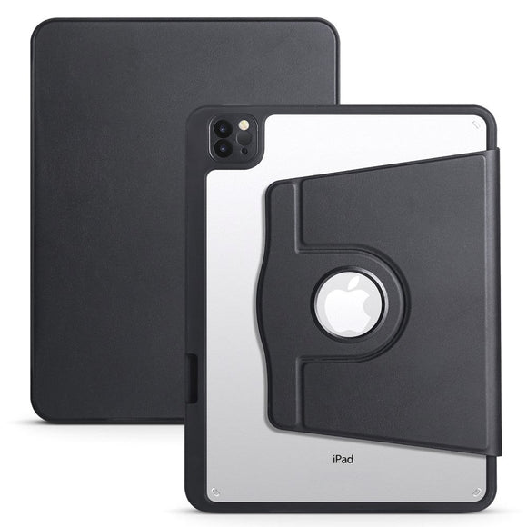 iPad Pro 12.9" (2022 / 2021 / 2020 / 2018) Hybrid Flip Cover m. Apple Pencil Holder - Sort / Gennemsigtig