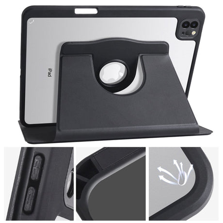 iPad Pro 12.9" (2022 / 2021 / 2020 / 2018) Hybrid Flip Cover m. Apple Pencil Holder - Sort / Gennemsigtig
