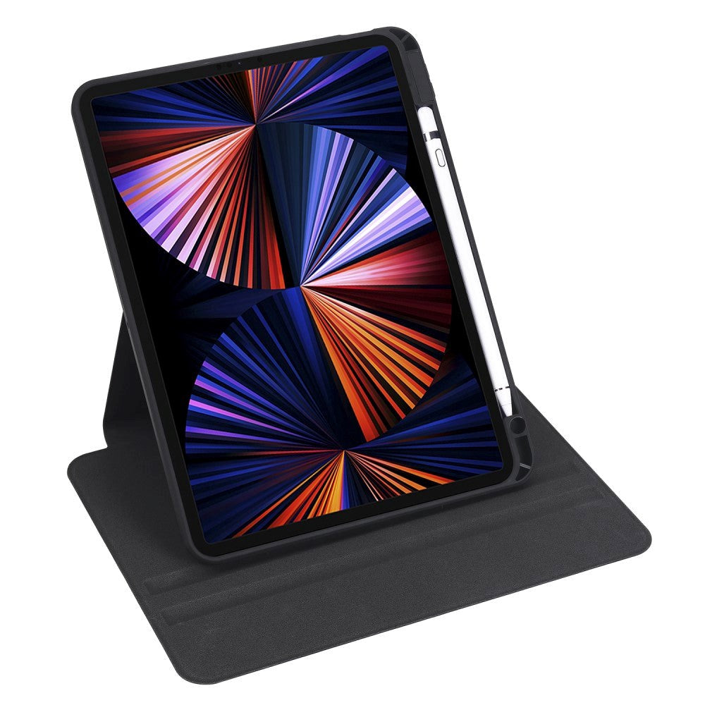 iPad Pro 12.9" (2022 / 2021 / 2020 / 2018) Hybrid Flip Cover m. Apple Pencil Holder - Sort / Gennemsigtig