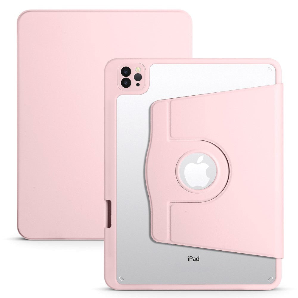 iPad Pro 12.9" (2022 / 2021 / 2020 / 2018) Hybrid Flip Cover m. Apple Pencil Holder - Lyserød / Gennemsigtig