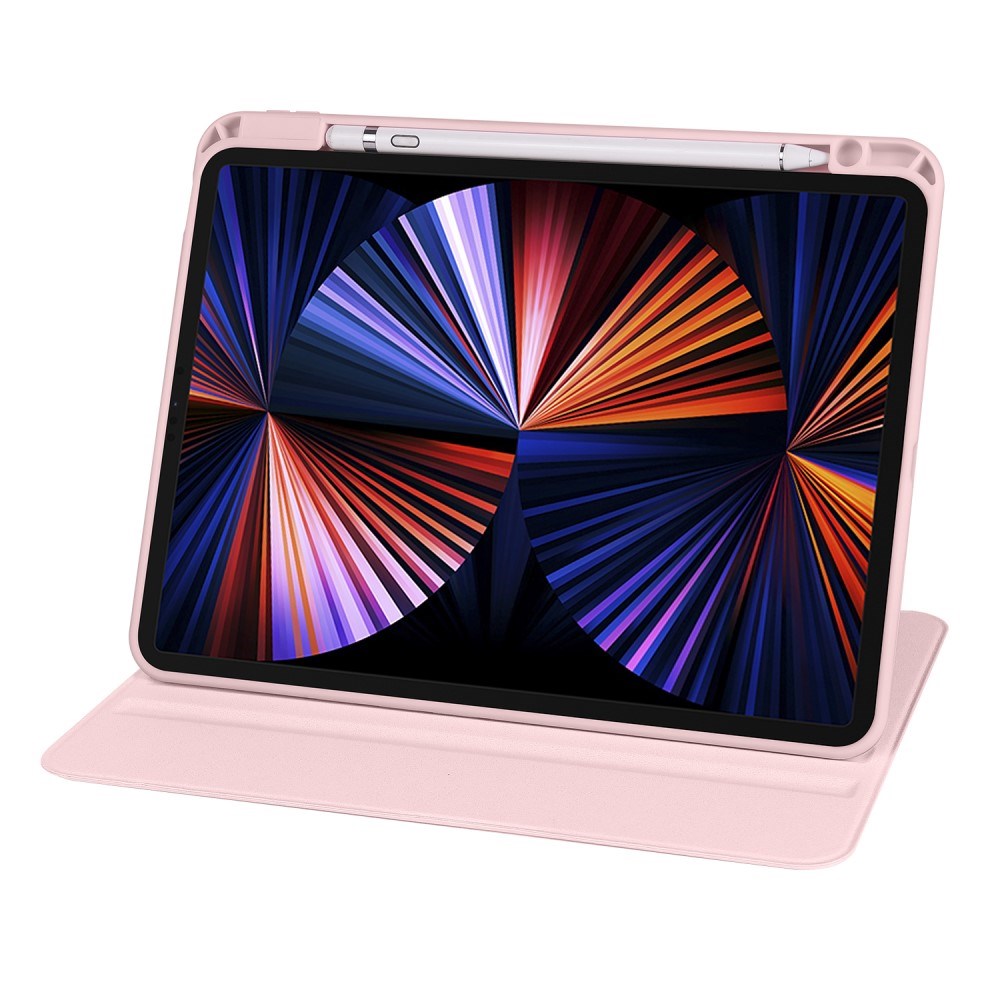 iPad Pro 12.9" (2022 / 2021 / 2020 / 2018) Hybrid Flip Cover m. Apple Pencil Holder - Lyserød / Gennemsigtig