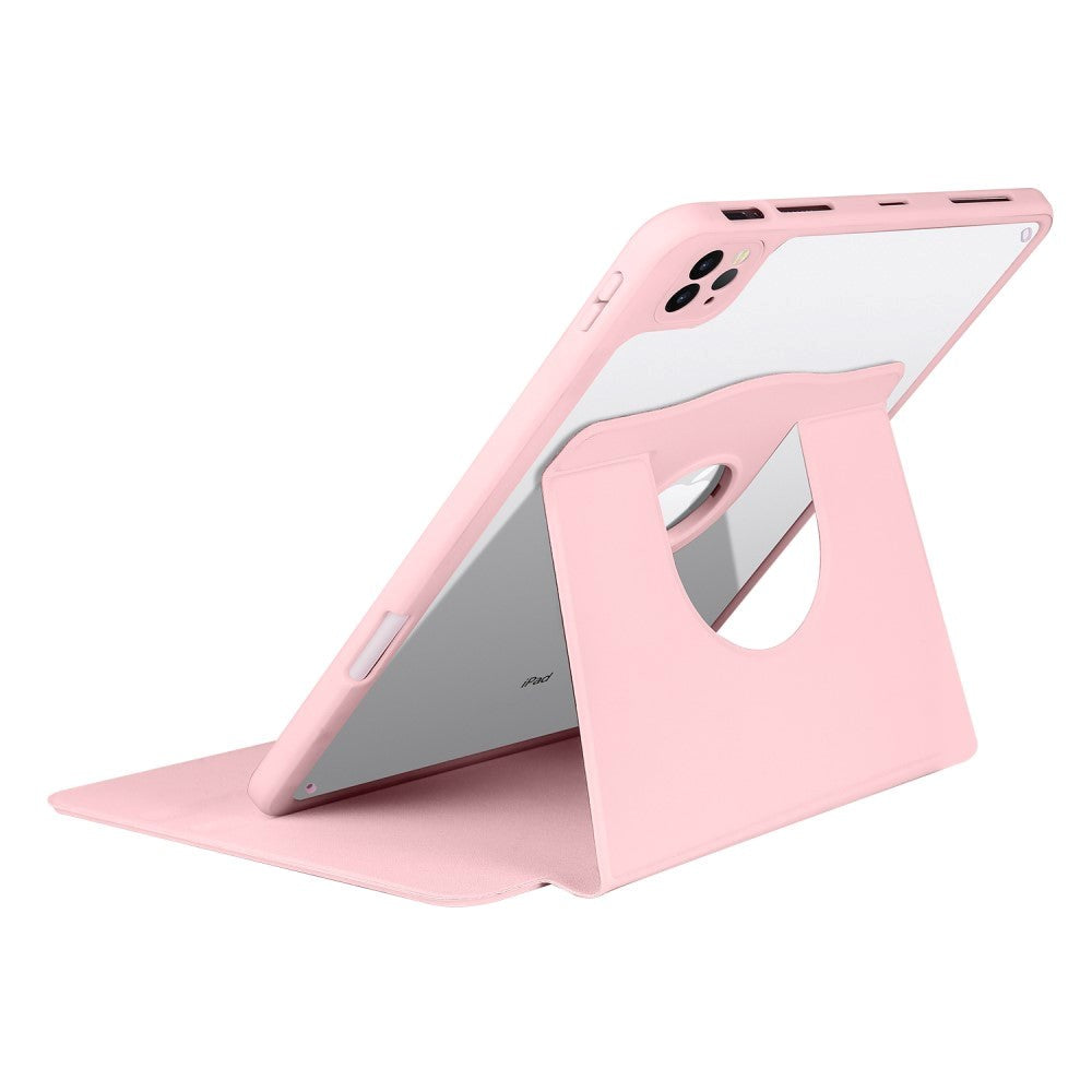 iPad Pro 12.9" (2022 / 2021 / 2020 / 2018) Hybrid Flip Cover m. Apple Pencil Holder - Lyserød / Gennemsigtig