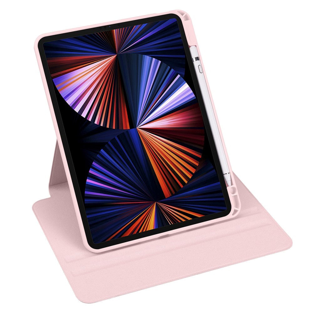 iPad Pro 12.9" (2022 / 2021 / 2020 / 2018) Hybrid Flip Cover m. Apple Pencil Holder - Lyserød / Gennemsigtig
