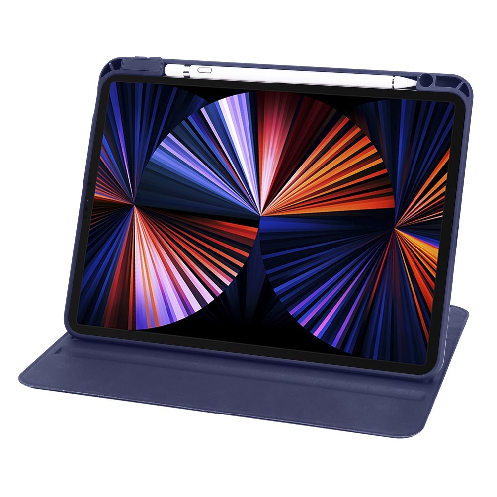 iPad Pro 12.9" (2022 / 2021 / 2020 / 2018) Hybrid Flip Cover m. Apple Pencil Holder - Mørkeblå/ Gennemsigtig