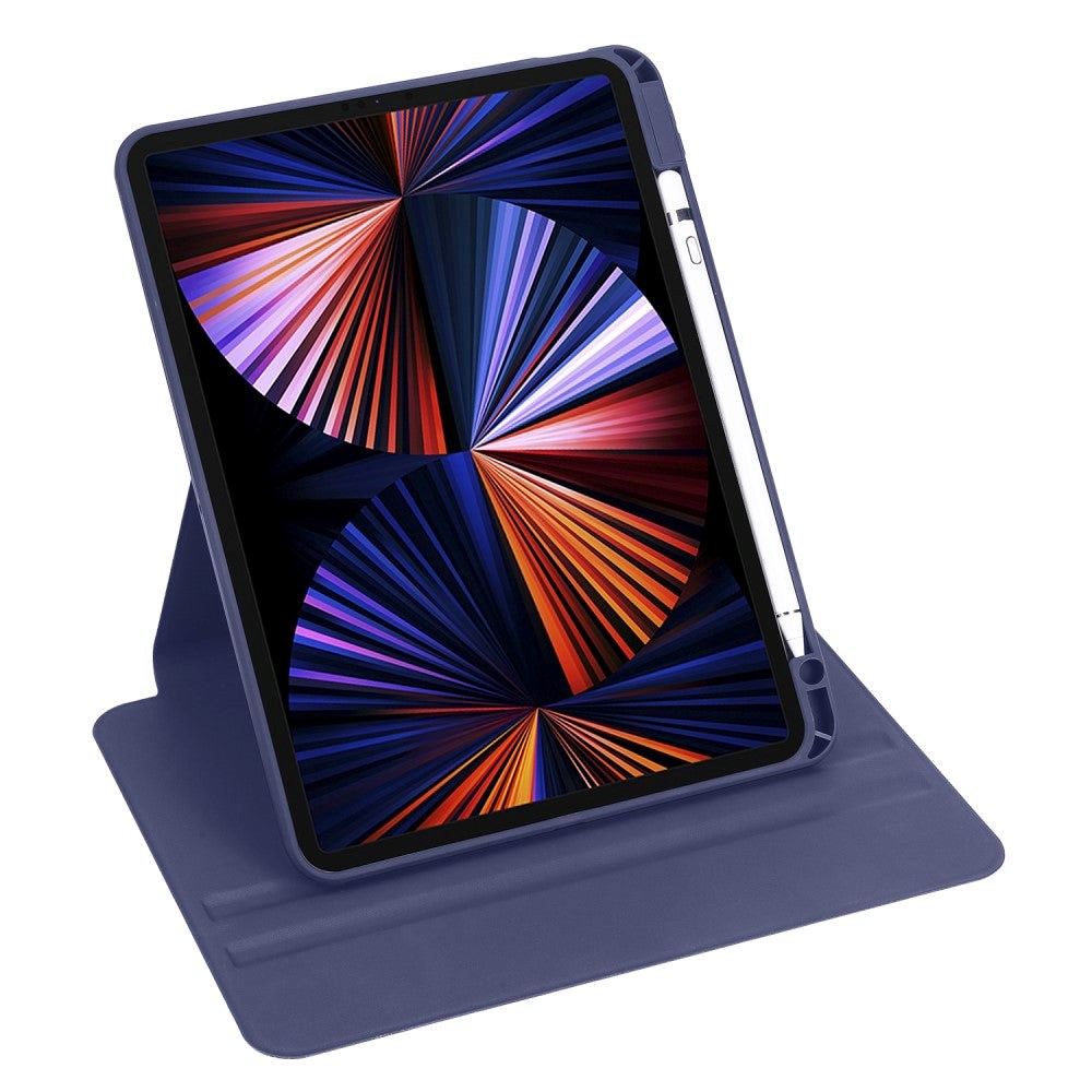 iPad Pro 12.9" (2022 / 2021 / 2020 / 2018) Hybrid Flip Cover m. Apple Pencil Holder - Mørkeblå/ Gennemsigtig