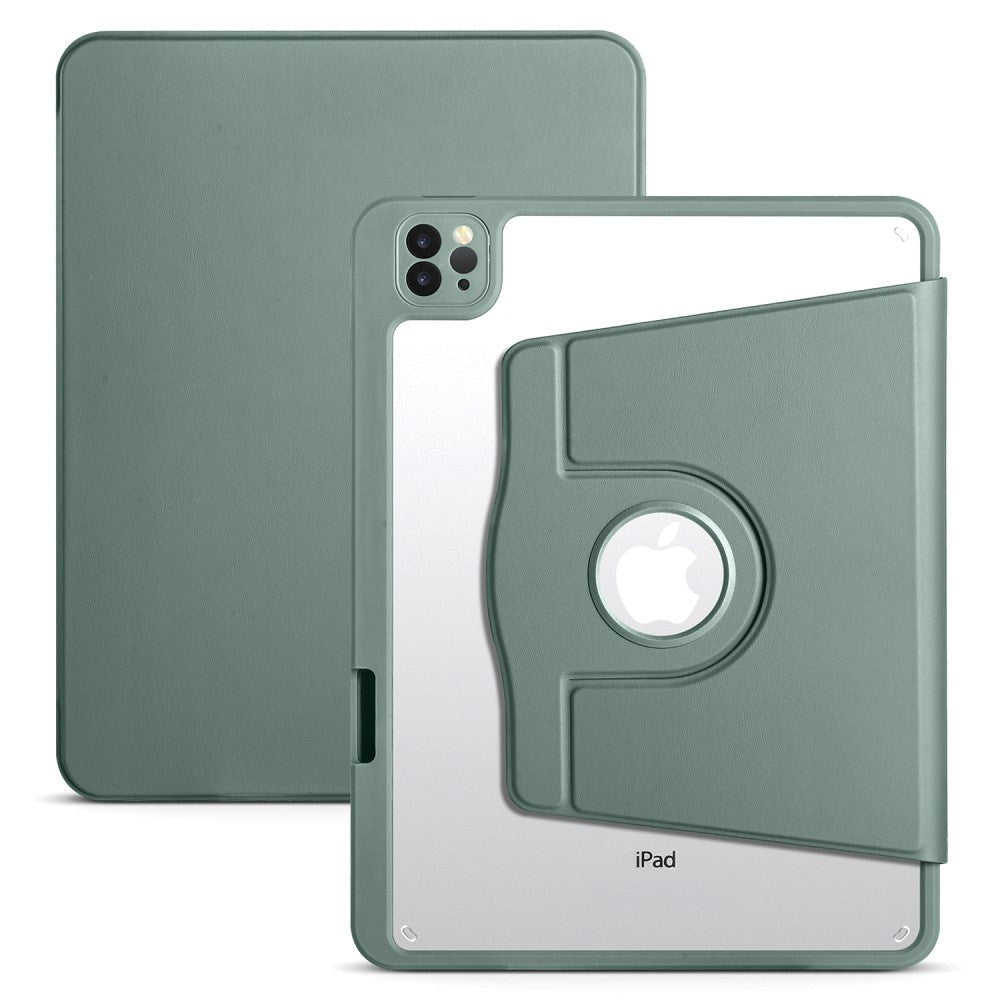 iPad Pro 12.9" (2022 / 2021 / 2020 / 2018) Hybrid Flip Cover m. Apple Pencil Holder - Grøn / Gennemsigtig