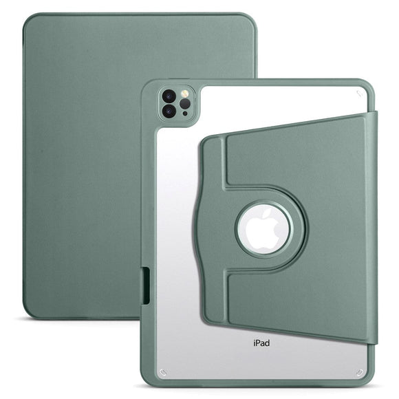 iPad Pro 12.9" (2022 / 2021 / 2020 / 2018) Hybrid Flip Cover m. Apple Pencil Holder - Grøn / Gennemsigtig