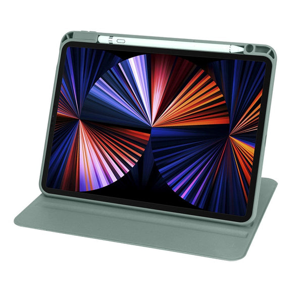 iPad Pro 12.9" (2022 / 2021 / 2020 / 2018) Hybrid Flip Cover m. Apple Pencil Holder - Grøn / Gennemsigtig