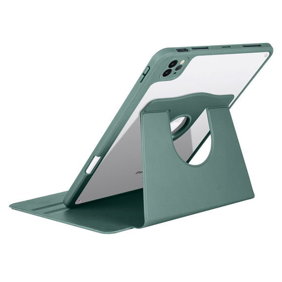iPad Pro 12.9" (2022 / 2021 / 2020 / 2018) Hybrid Flip Cover m. Apple Pencil Holder - Grøn / Gennemsigtig